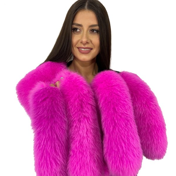 King Size Arctic Fox Fur Stole 78” (200cm) + 4 Tails As Wristbands
