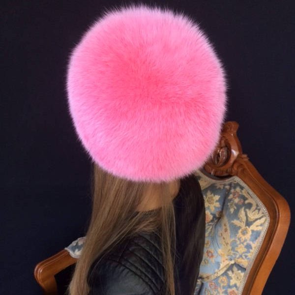 Arctic Fox Fur Full Hat Saga Furs Pink Color All Fur Hat Beanie