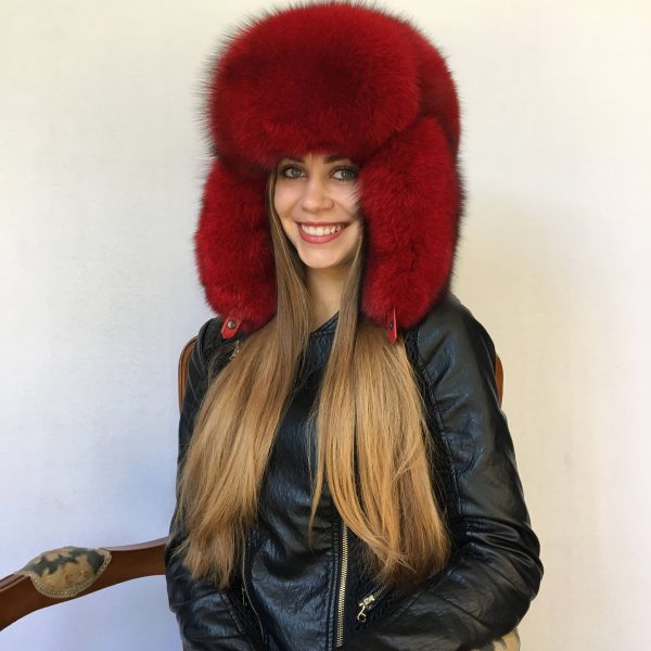 Fox Fur Hat Adjustable Saga Furs Red Full Fur Trapper Hat – ZenoFurs