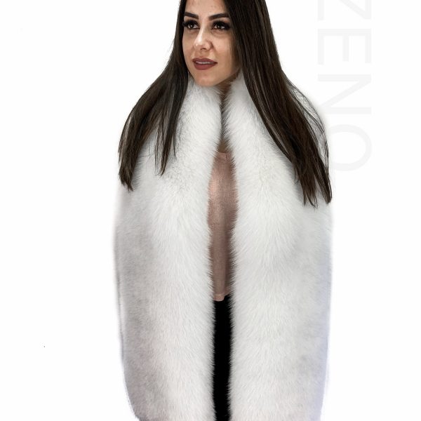 Double-Sided Arctic Fox Fur Stole 75′ (190cm) Pure White Saga Furs