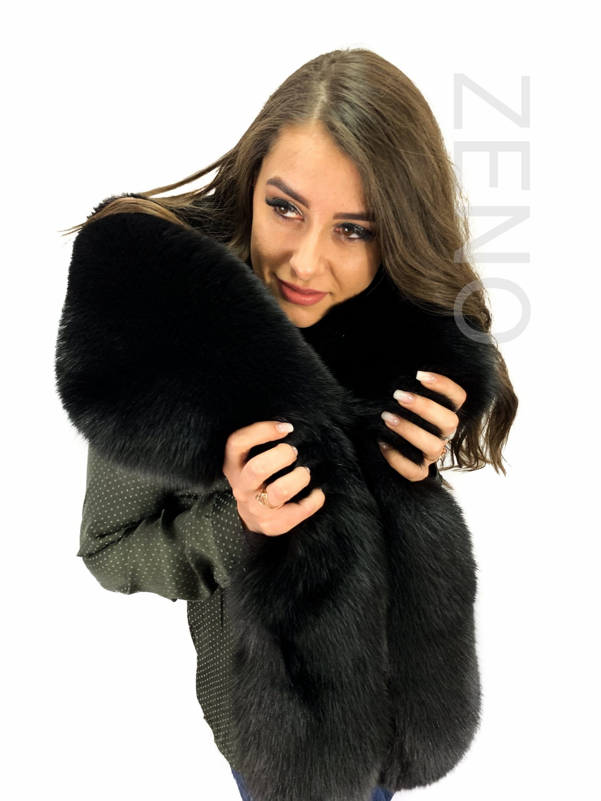 Handmade Saga Furs Jet Black Fox Fur Shoulder Wrap Scarf Boa Stole – Satin Lined, Women's, Lithuania