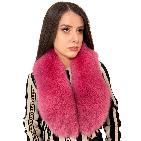 Arctic Fox Fur Collar 40′ (100cm) Saga Furs Scarf Raspberry Pink