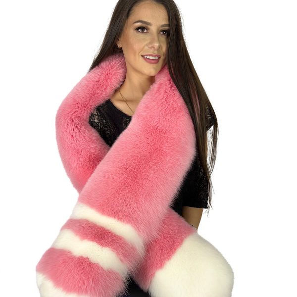 Arctic Fox Fur Stole 70′ (180cm) Saga Furs Boa Light Pink Color