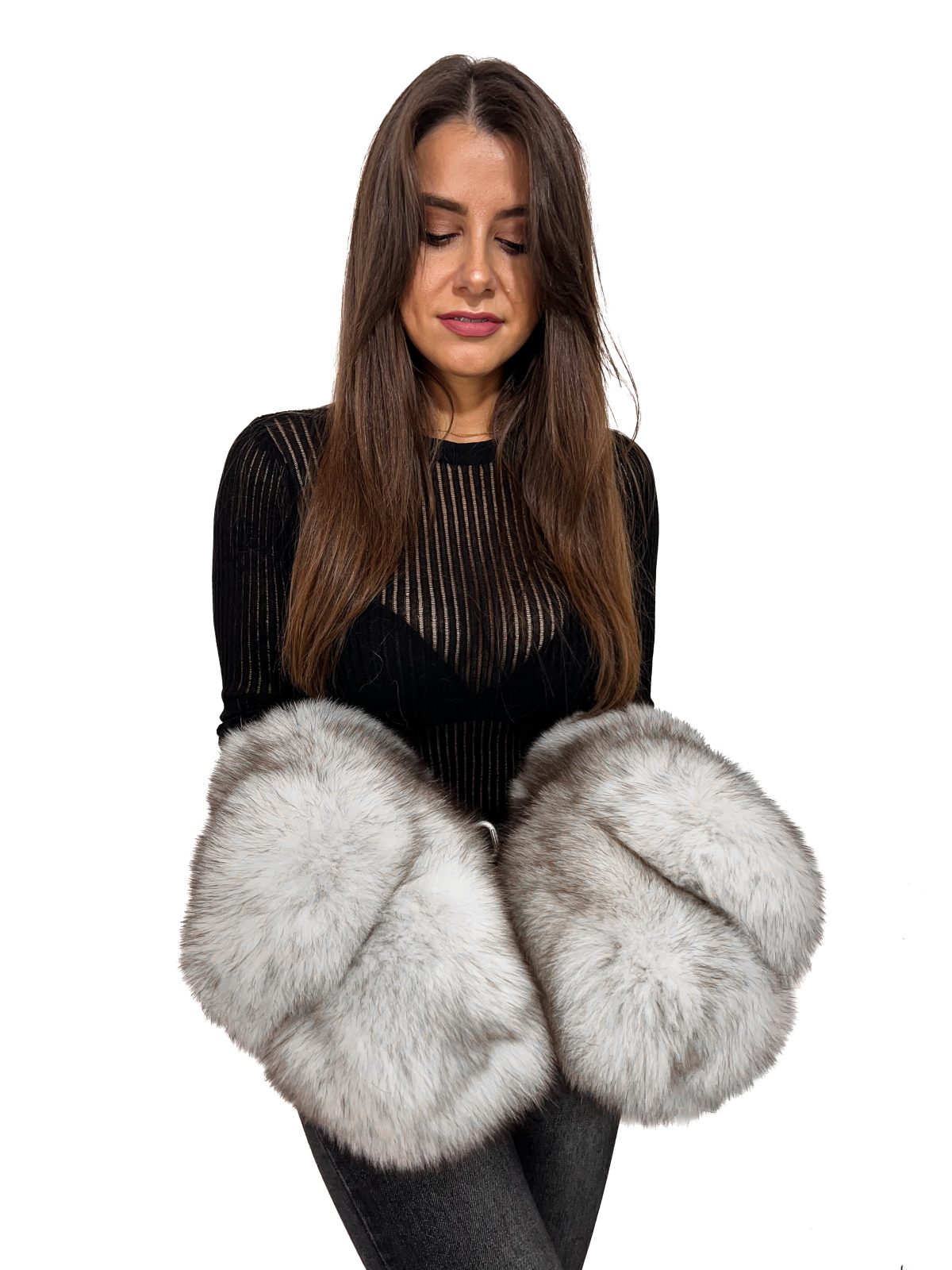 Fox Fur Mittens: Giant White Fur Winter Gloves Saga Furs – ZenoFurs
